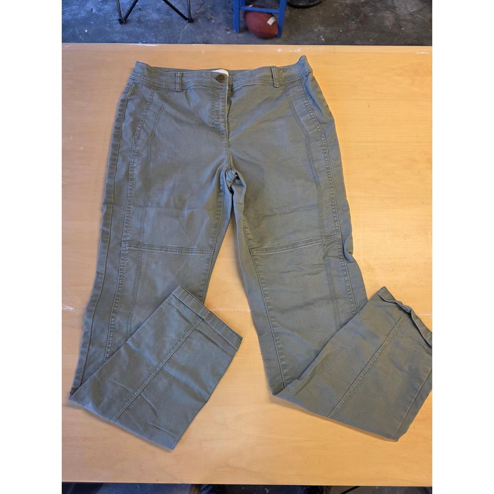 Chicos So Slimming Olive Green Utility Straight Leg Pants Womens Size 1 Regular
